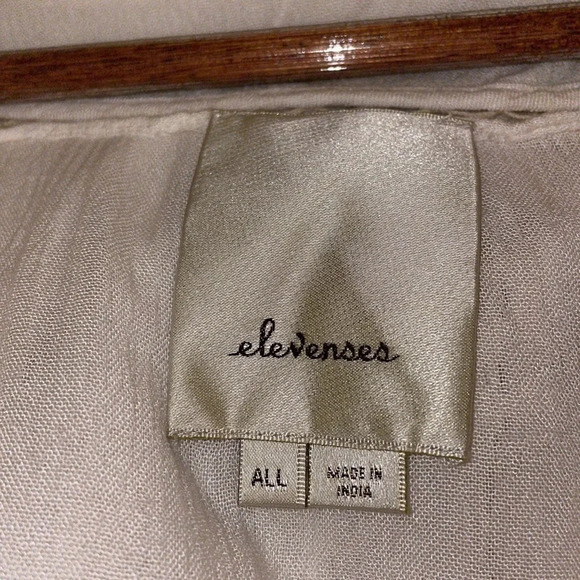 Anthropologie Elevenses women’s large XL cardigan duster cream kimono embroider - Picture 6 of 9